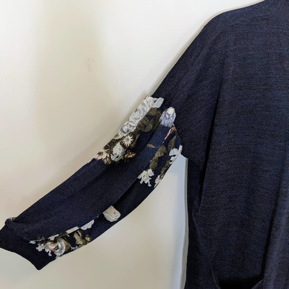 Lovely J Navy and Floral Drop Shoulder Open Concept Midi Cardigan Size 2XL NWT - Picture 5 of 8